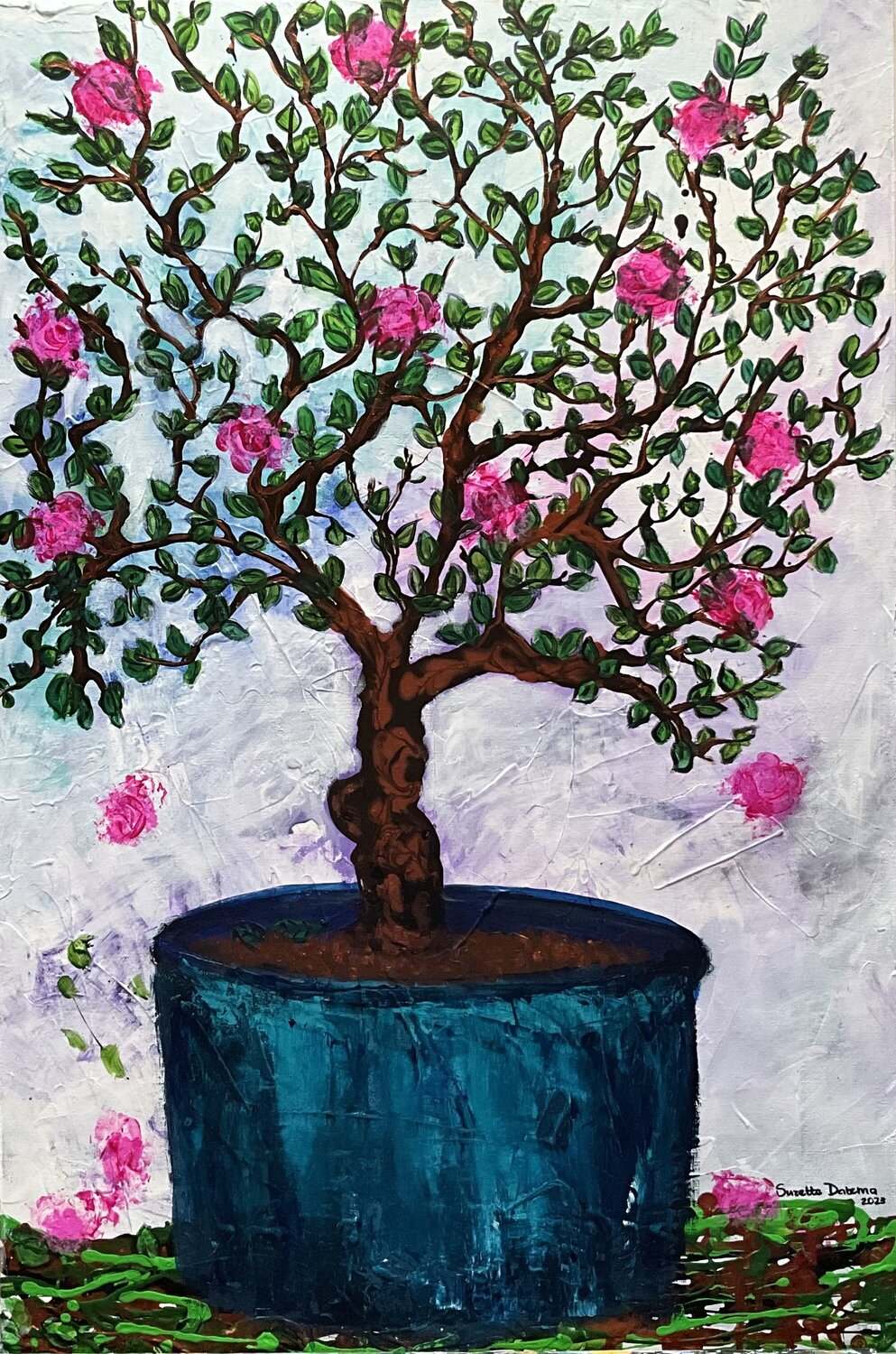 The Happy Rose Tree Suzette Datema Original painting for sale
