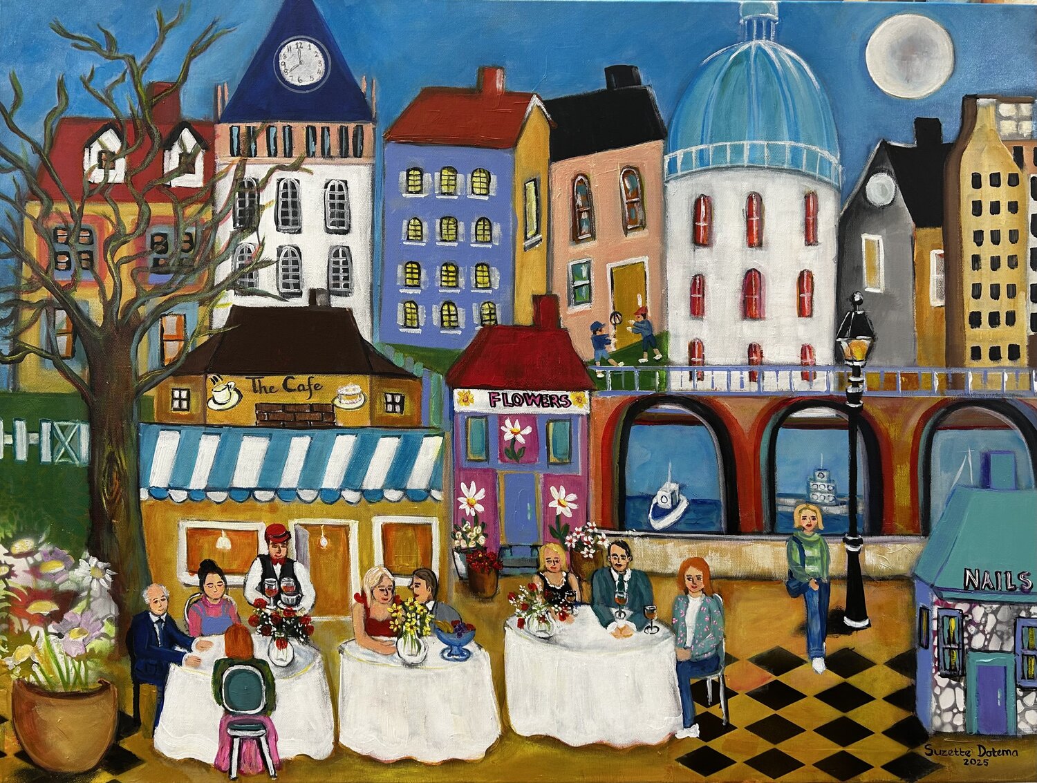 Downtown in Colourville Suzette Datema Original painting for sale