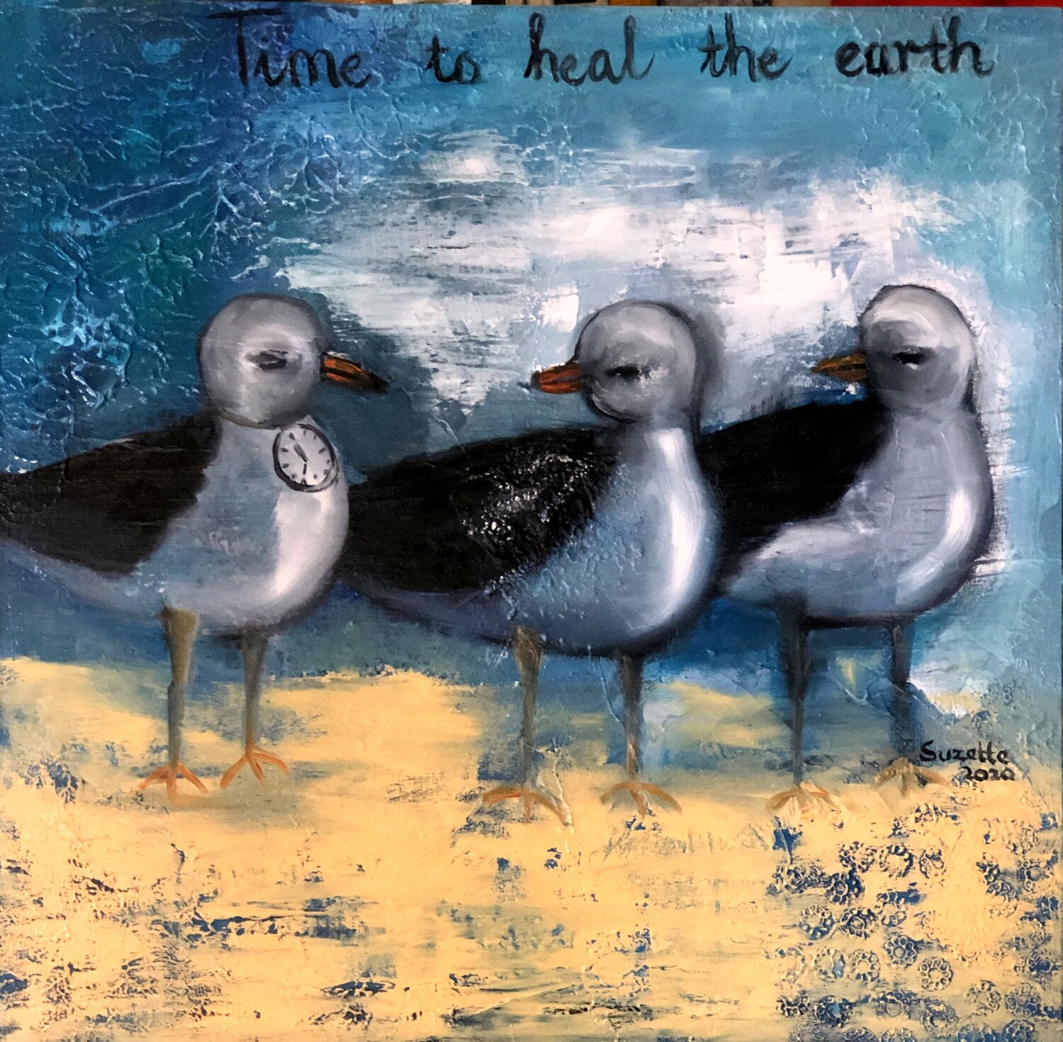 Time for the earth to heal Suzette Datema Original painting for sale