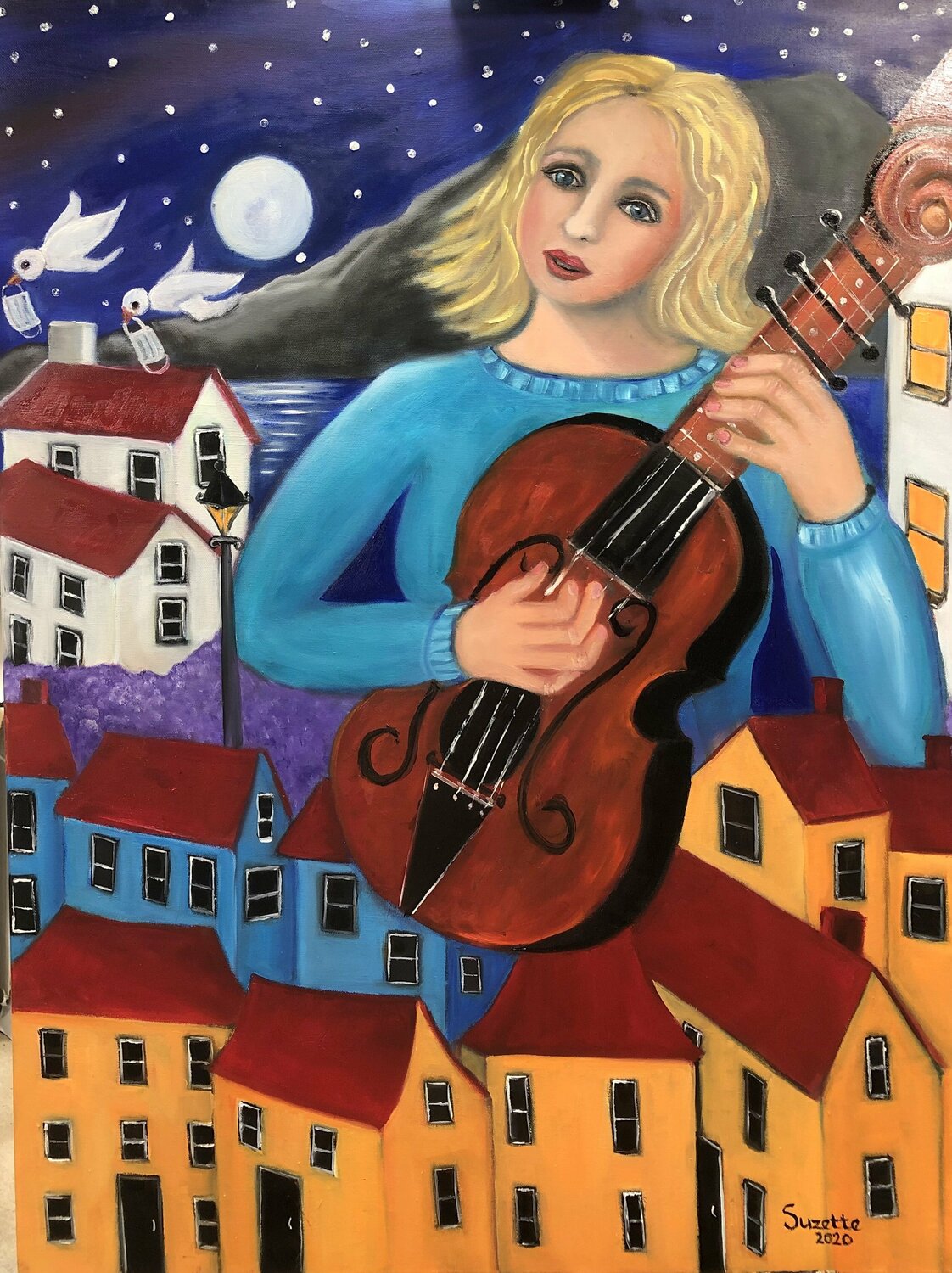 After the Song, the Masks were gone Suzette Datema Original painting for sale