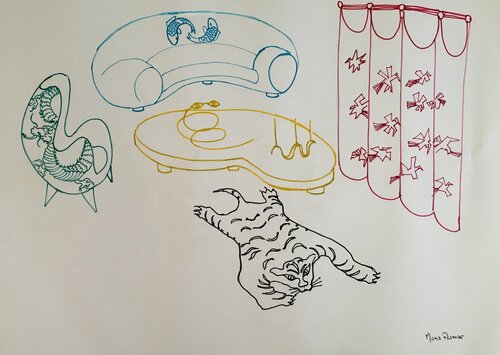 When Jean Royere meets Feng Shui by Mona Asmar Hecker, Drawing for Sale on Select