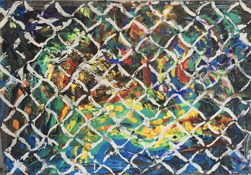 SHRUBS BEYOND THE FENCE by Mona Asmar Hecker, Painting for Sale on Select