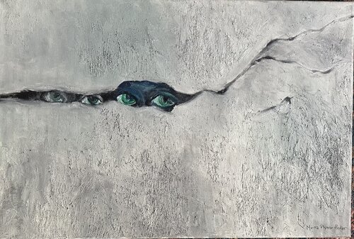 Eyes Beneath the Silence  stone, by Mona Asmar Hecker, Painting for Sale on Select
