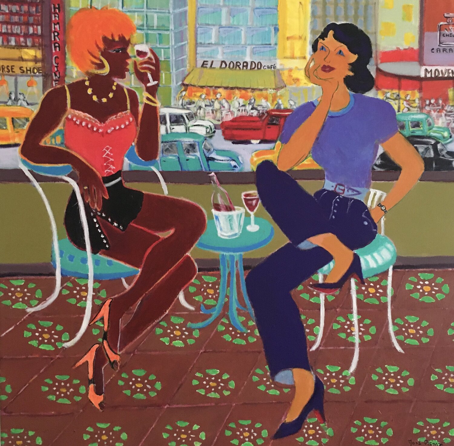Hamra st joy of living Mona Asmar Hecker Original painting for sale