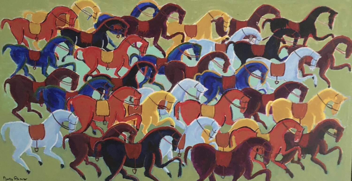 HORSE PARADE Mona Asmar Hecker Original painting for sale