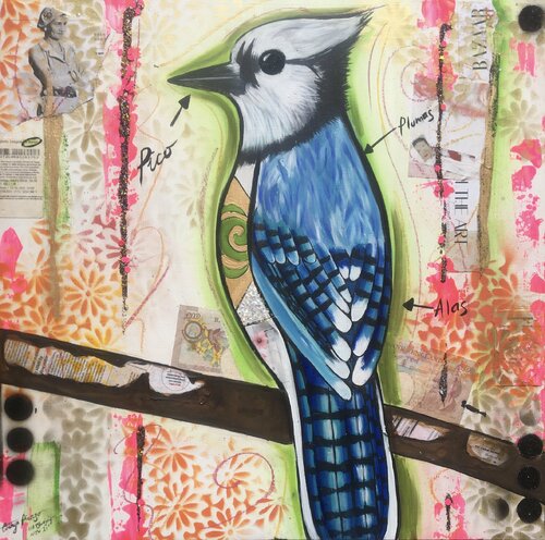 Blue Jay Totem  (Protection) by Cinthya Picazo, Painting for Sale on Select