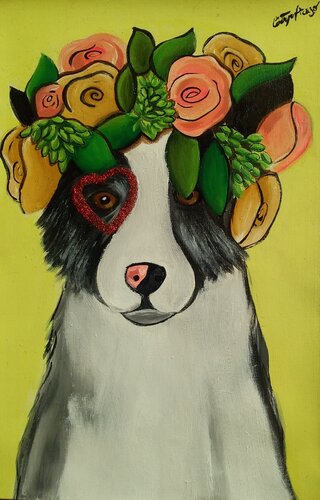 Border collie - I paint your pet ❤️🎨 by Cinthya Picazo, Painting for Sale on Select