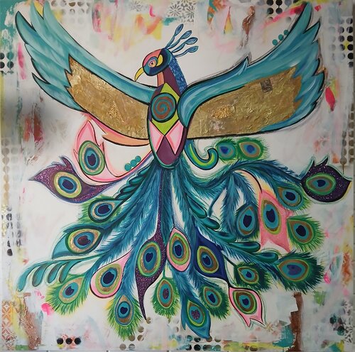Transmutation Peacock by Cinthya Picazo, Painting for Sale on Select