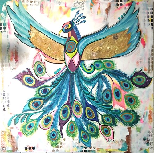 Transmutation Peacock von Cinthya González Picazo, Malerei kaufen auf Select
