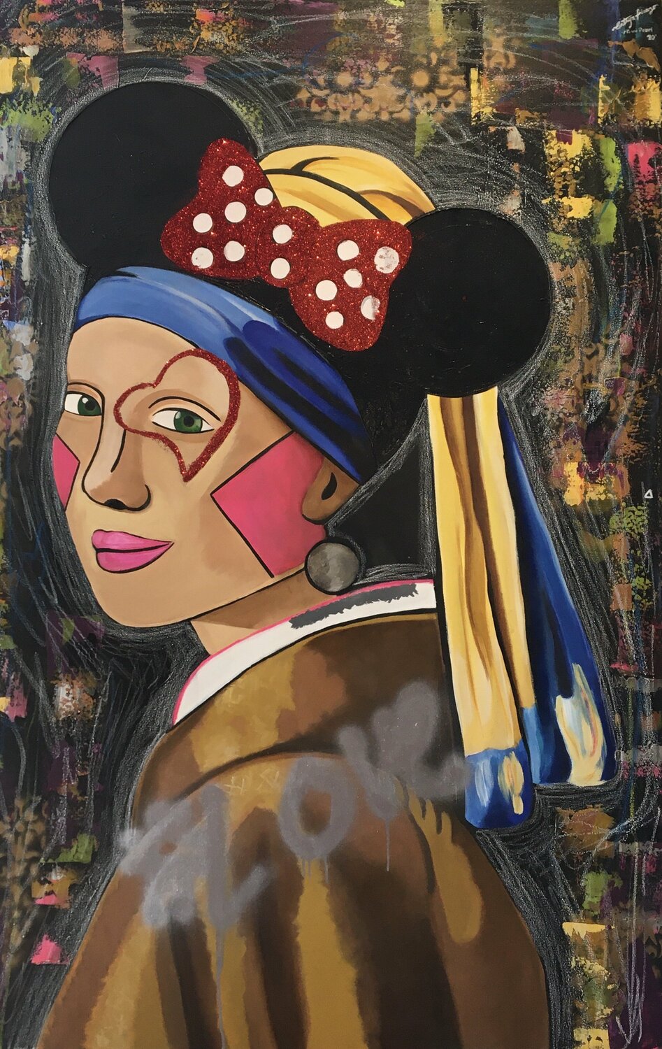 Disney's Minnie Pearl (Girl with a Pearl Earring) Cinthya Picazo Original painting for sale