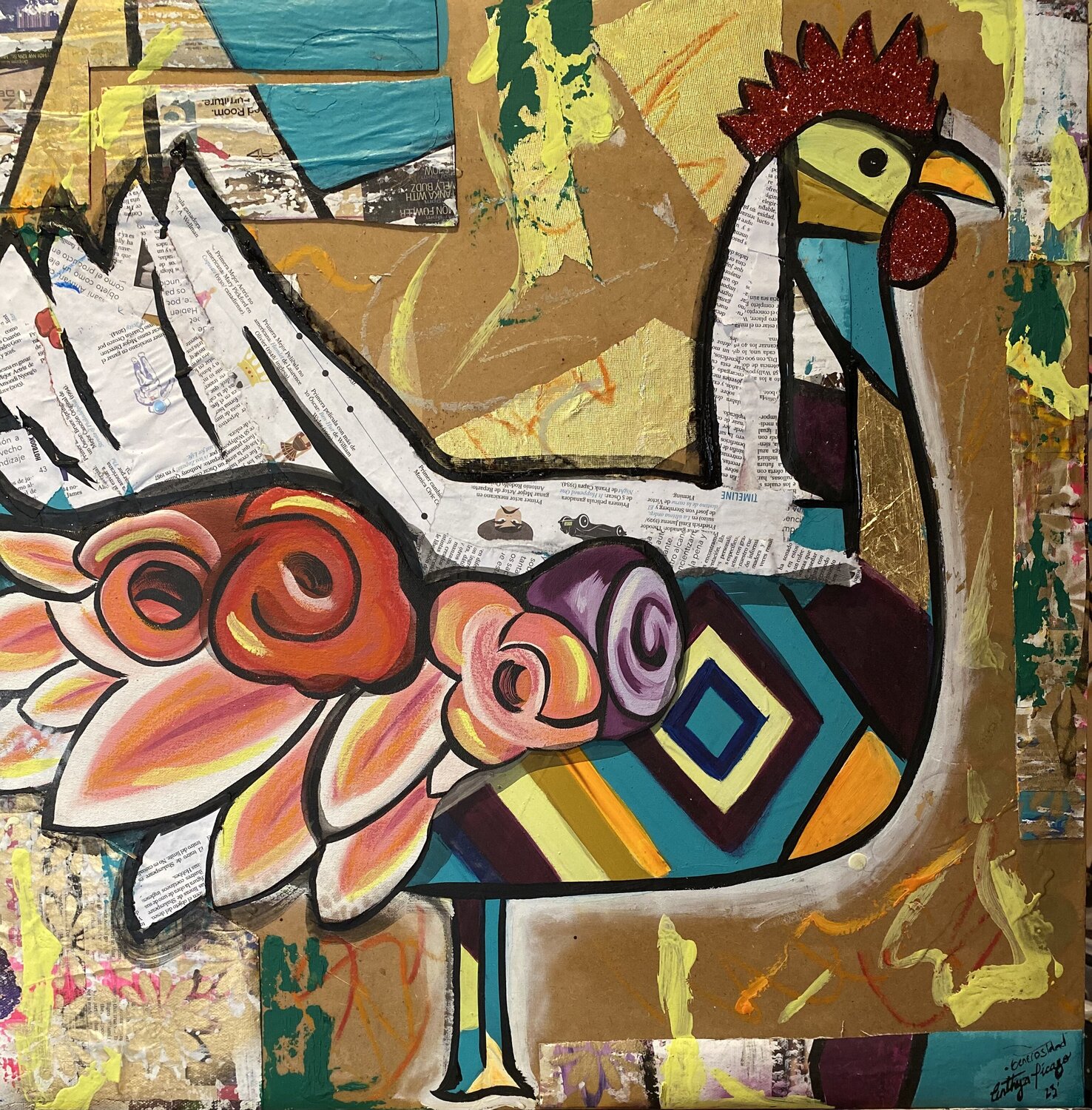 Hen Totem “Generosity” Cinthya Picazo Original painting for sale