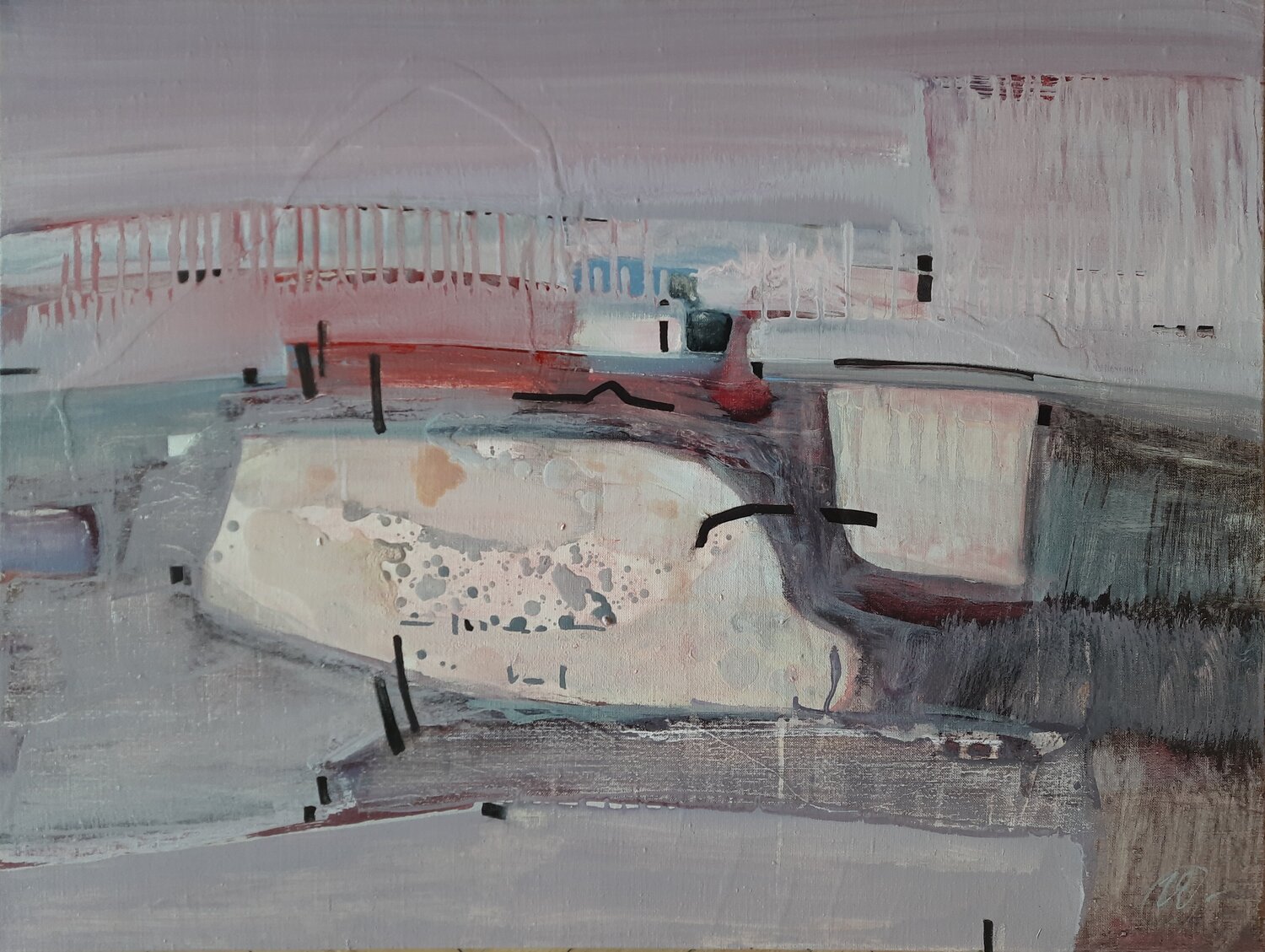 Torn and stitched Yaryna Shumska Original painting for sale