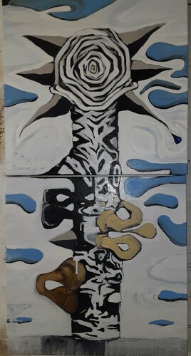 Post Industrial Flower / MB2 by Brenda Barnum, Painting for Sale on Select