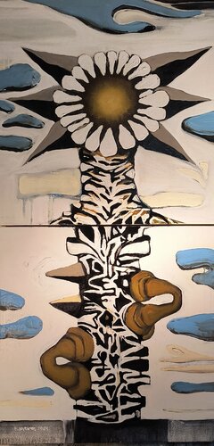 Post Industrial Flower / MB 3 by Brenda Barnum, Painting for Sale on Select