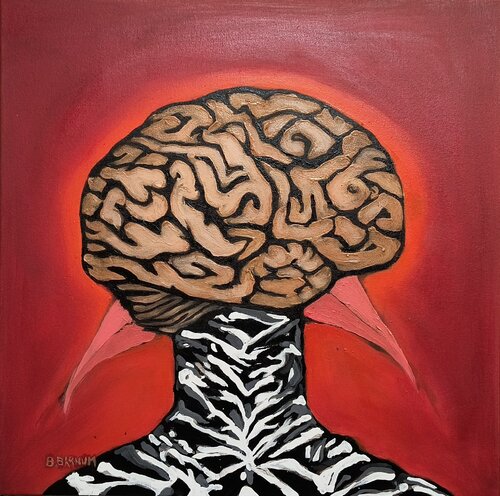 Fear of Red Brain - Chicago Portrait # 9 by Brenda Barnum, Painting for Sale on Select
