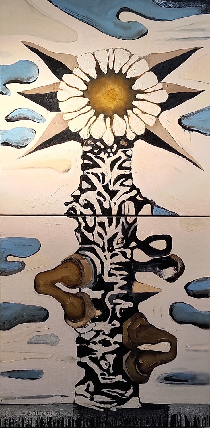 Post Industrial Flower /Madame Butterfly Brenda Barnum Original painting for sale