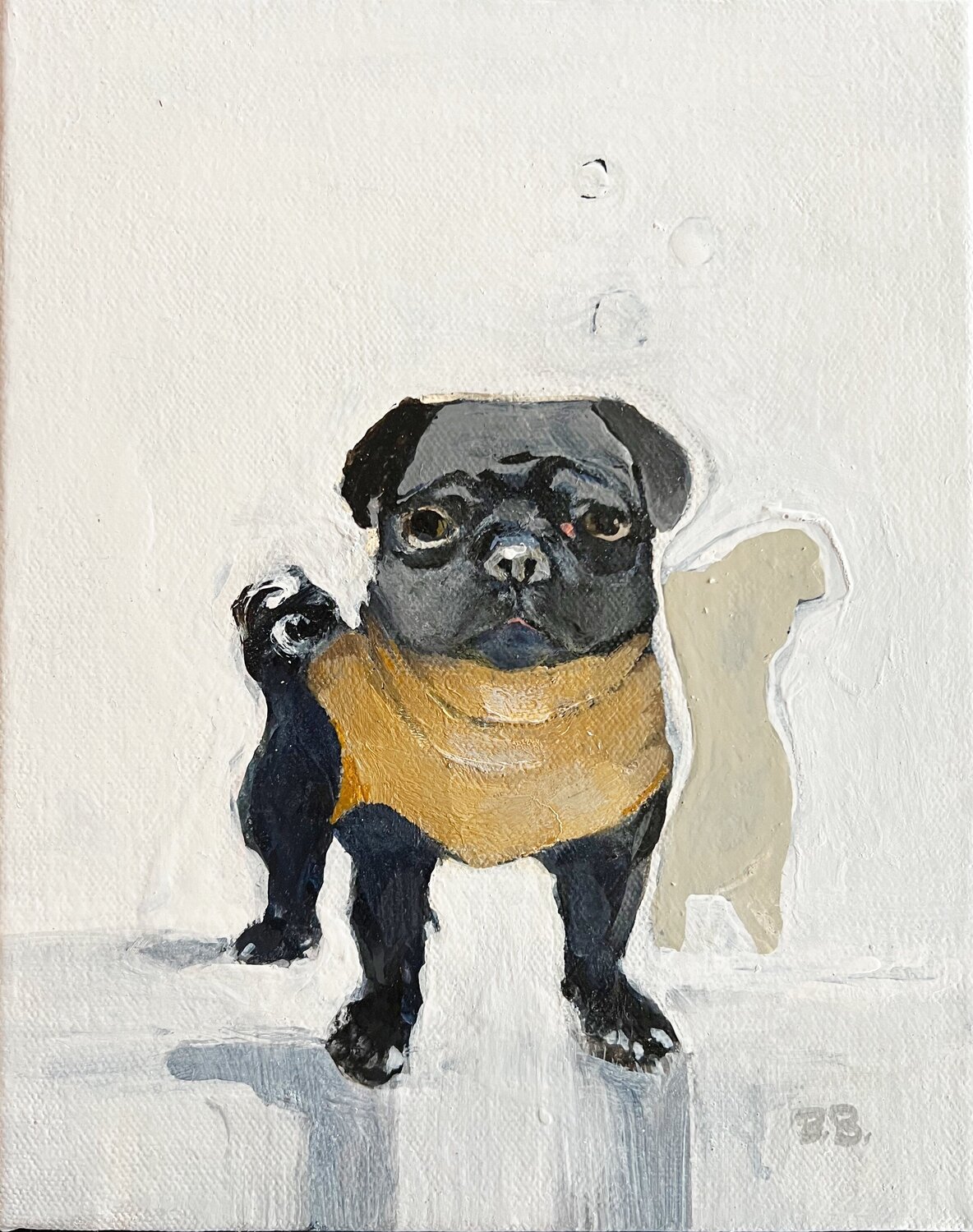 Bella Pug in Jumper Brenda Barnum Original painting for sale