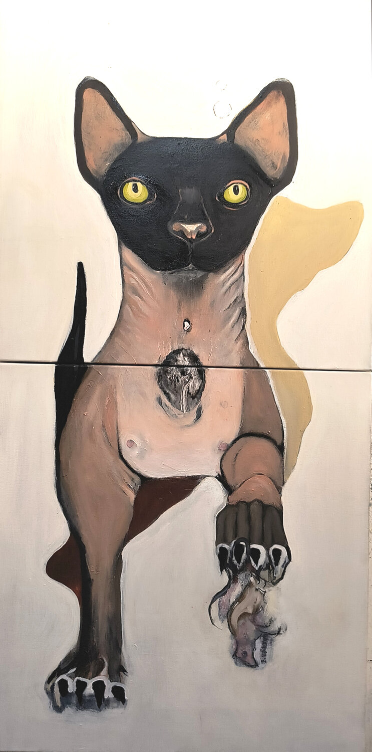 Rat Catcher #2 (Sphynx) Brenda Barnum Original painting for sale