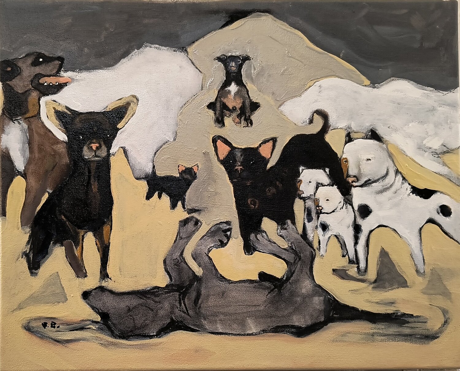 The Dog is not Dead Brenda Barnum Original painting for sale