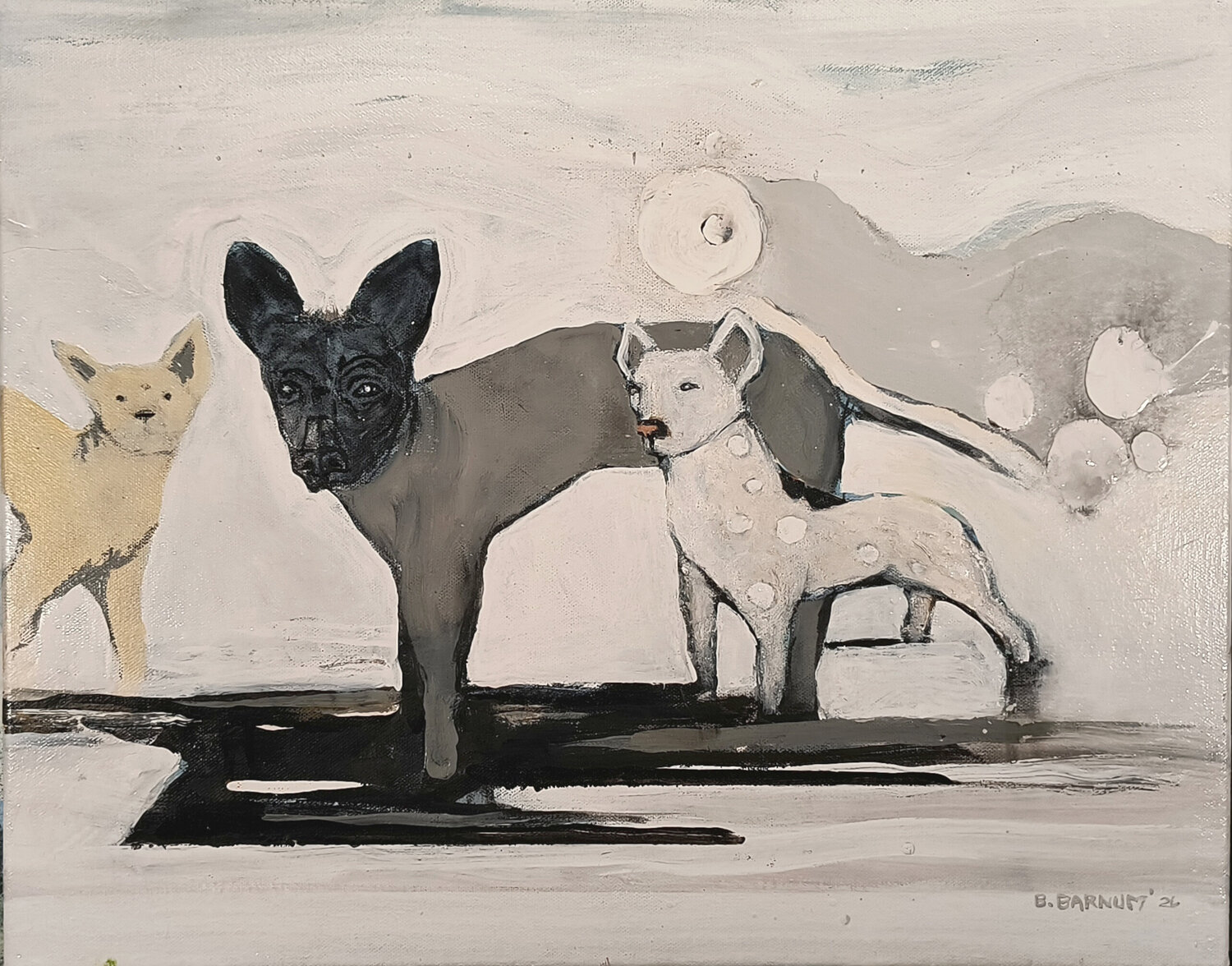 Eugene/ Xoloitzquintle with Ghost dogs Brenda Barnum Original painting for sale