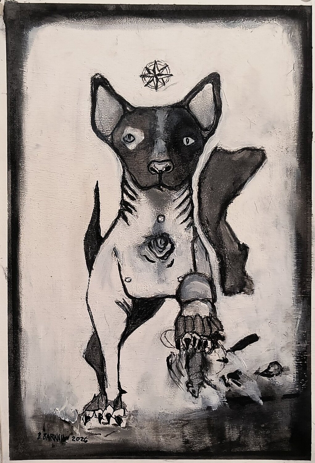 Rat Catcher #2 drawing Brenda Barnum Original painting for sale