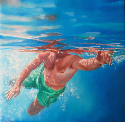 The swimmer by Katerina Hatzi, Painting for Sale on Select