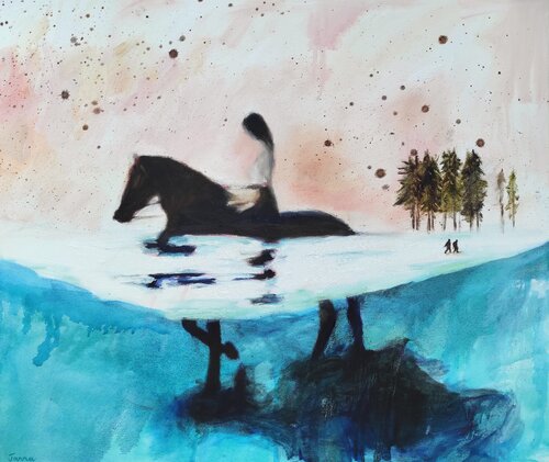 Riding Through Water 1 by Janna Prinsloo, Painting for Sale on Select