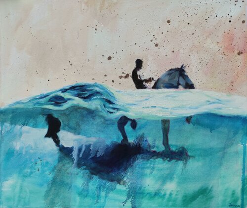 Riding Through Water 2 by Janna Prinsloo, Painting for Sale on Select