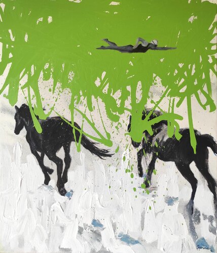 Galloping into Green by Janna Prinsloo, Painting for Sale on Select