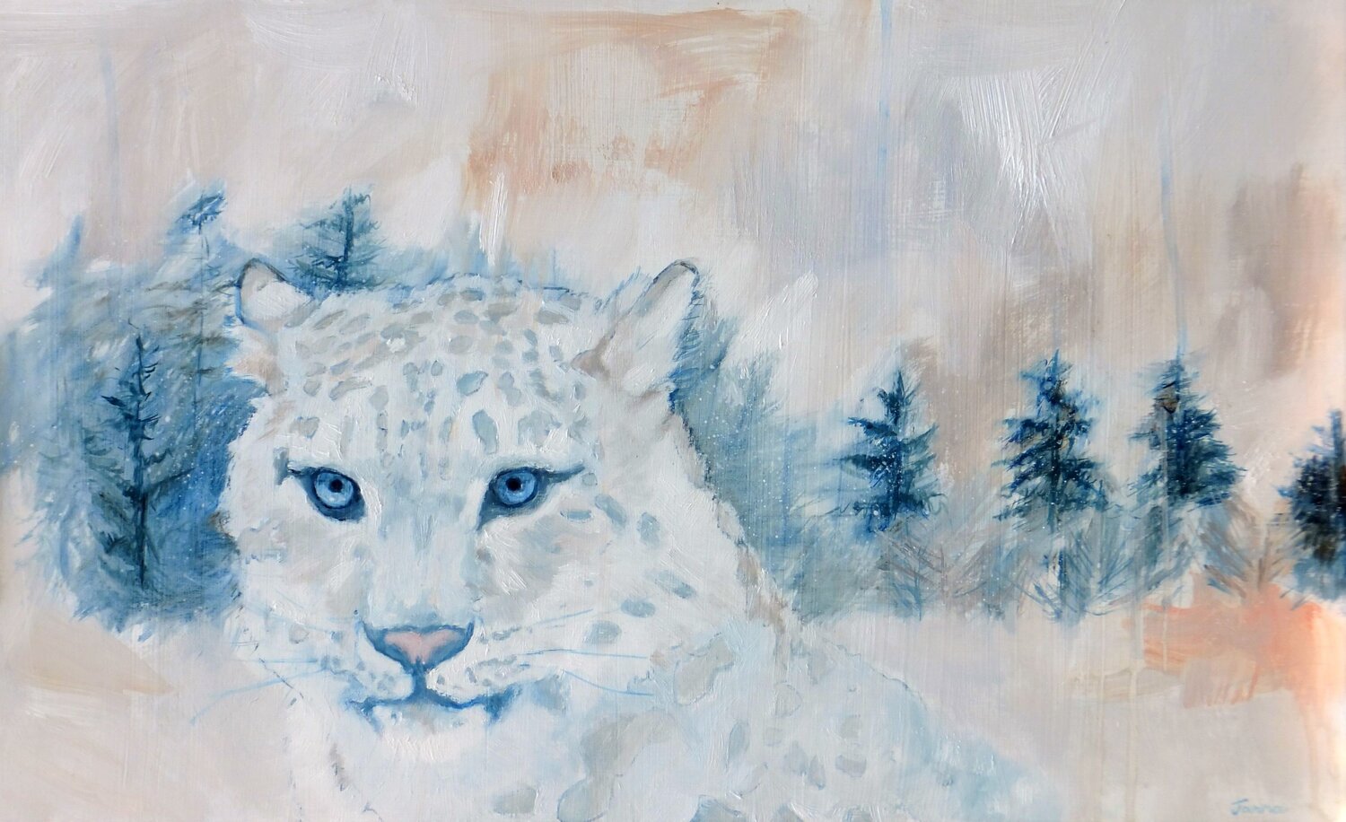 Snow Leopard Janna Prinsloo Original painting for sale