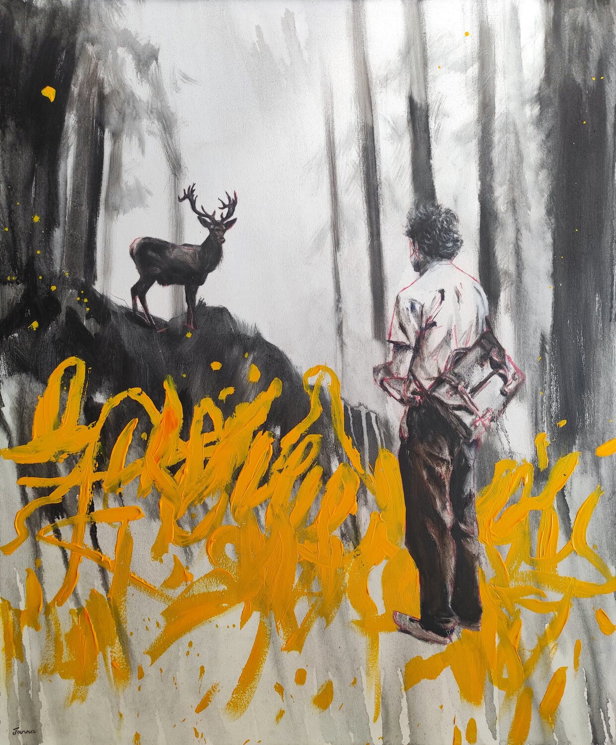 Alert In Cadmium Yellow Janna Prinsloo Original painting for sale