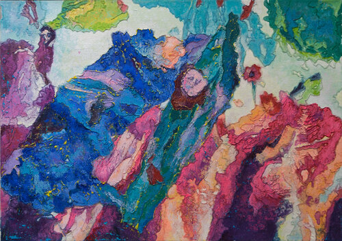 Aus der Reihe: lebhafte Visionen  | Begegnung by Erika Seywald, Painting for Sale on Select