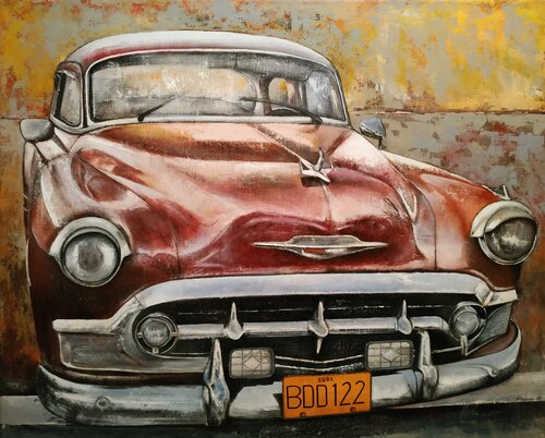 Old Cadillac by Tomás Castaño, Painting for Sale on Select