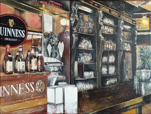 Barra de bar Casa del Indiano-Santander by Tomás Castaño, Painting for Sale on Select