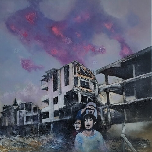 Gaza- Lluvia de estrellas by Tomás Castaño, Painting for Sale on Select