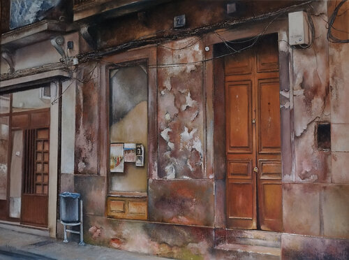 Fachada decadente by Tomás Castaño, Painting for Sale on Select
