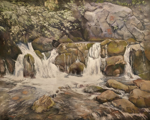 Cascada en el Parque Nacional de Taroko-Taiwán by Tomás Castaño, Painting for Sale on Select