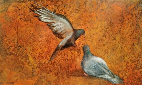 Palomas by Tomás Castaño, Painting for Sale on Select
