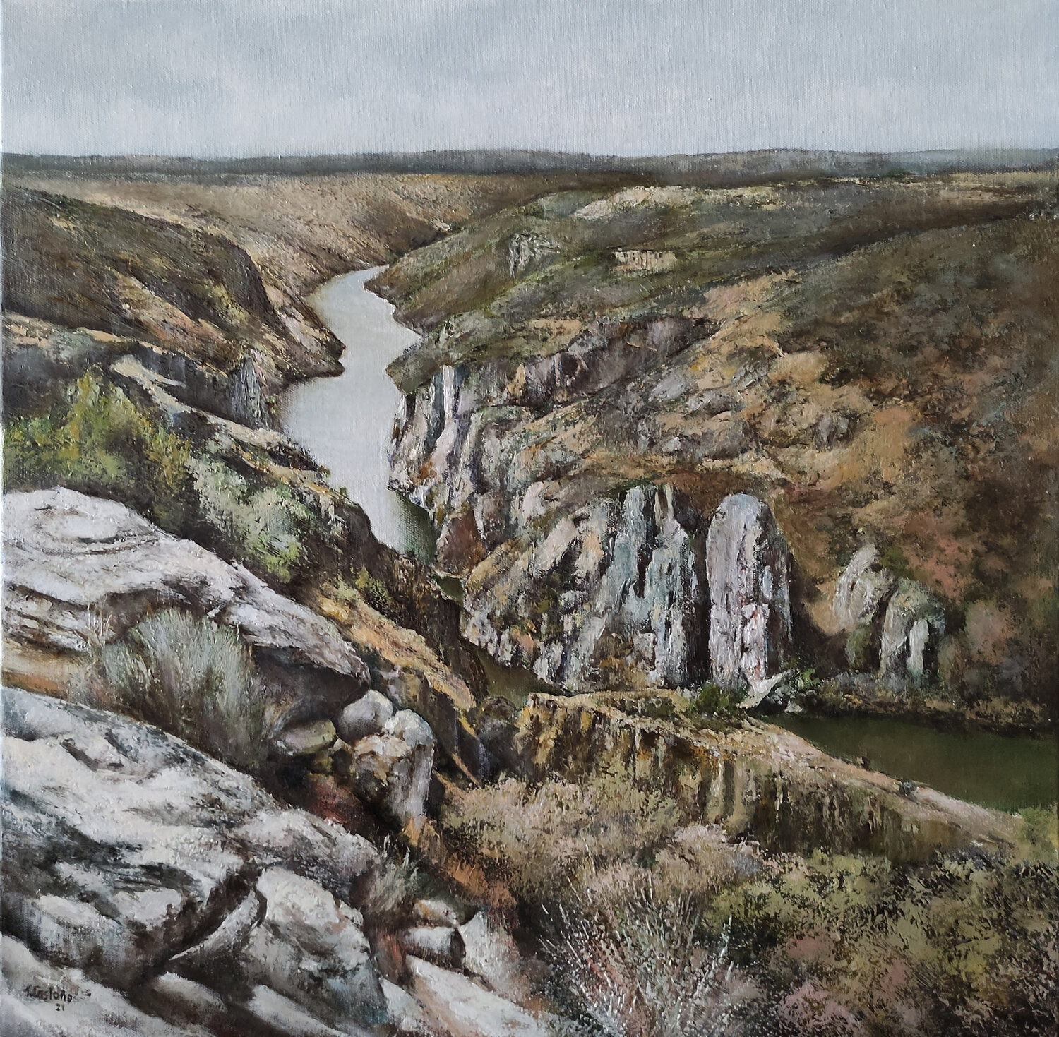Mirador de las Barrancas- Arribes del Duero Tomás Castaño Original painting for sale