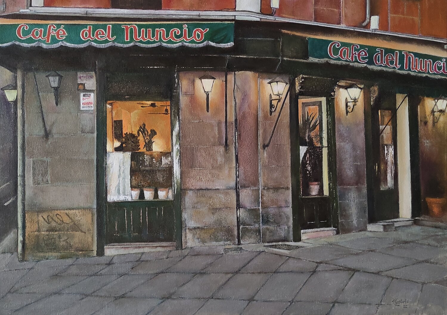 Café del Nuncio Tomás Castaño Original painting for sale