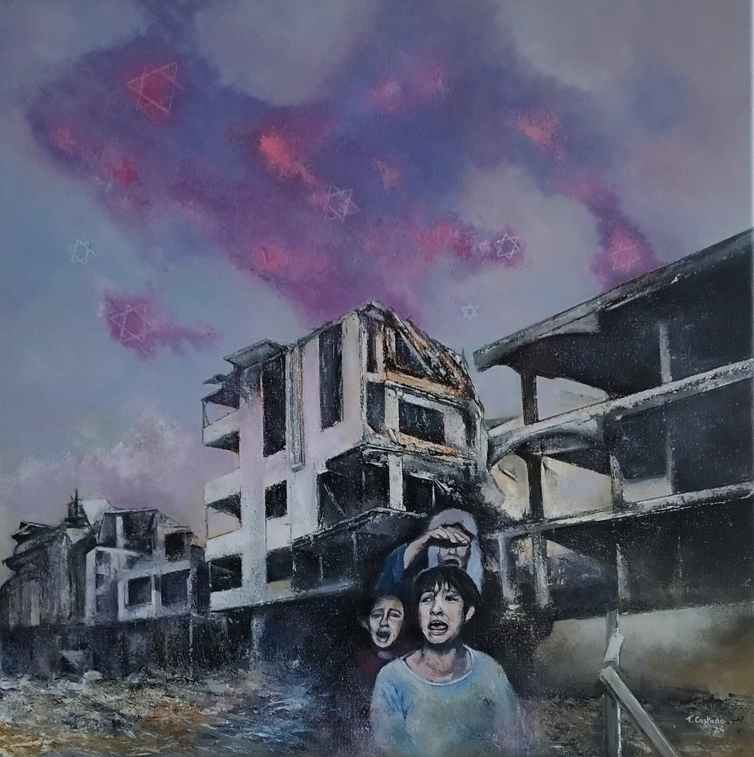 Gaza- Lluvia de estrellas Tomás Castaño Original painting for sale