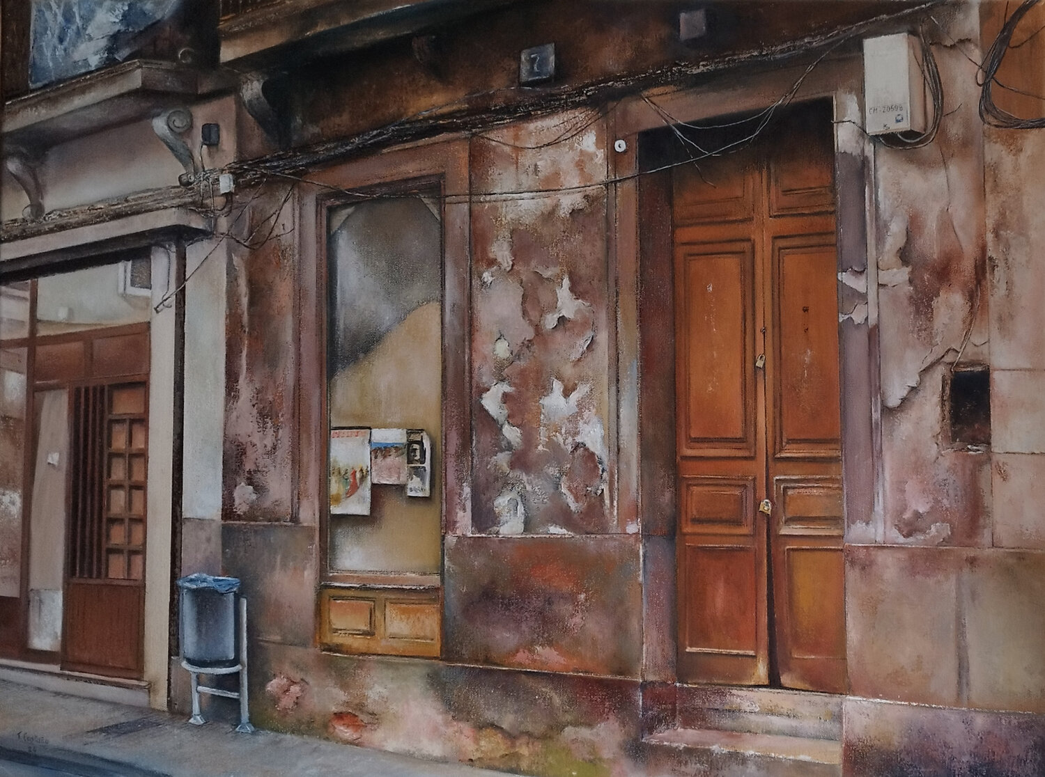 Fachada decadente Tomás Castaño Original painting for sale