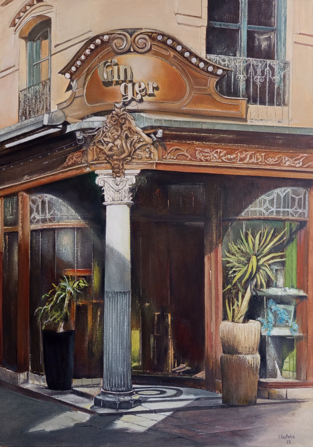 Gin Ger pub- León Tomás Castaño Original painting for sale