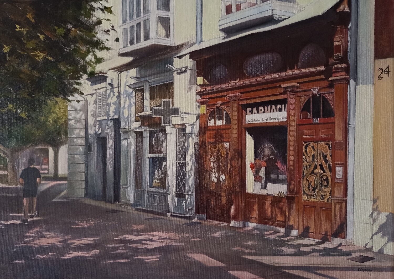 Farmacia del Espolón- Burgos Tomás Castaño Original painting for sale