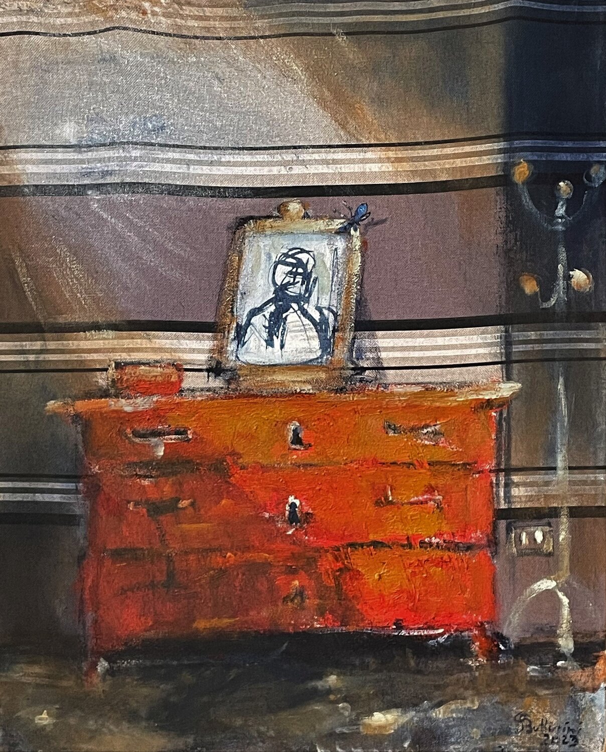Trumeau rosso Simone Butturini Original painting for sale