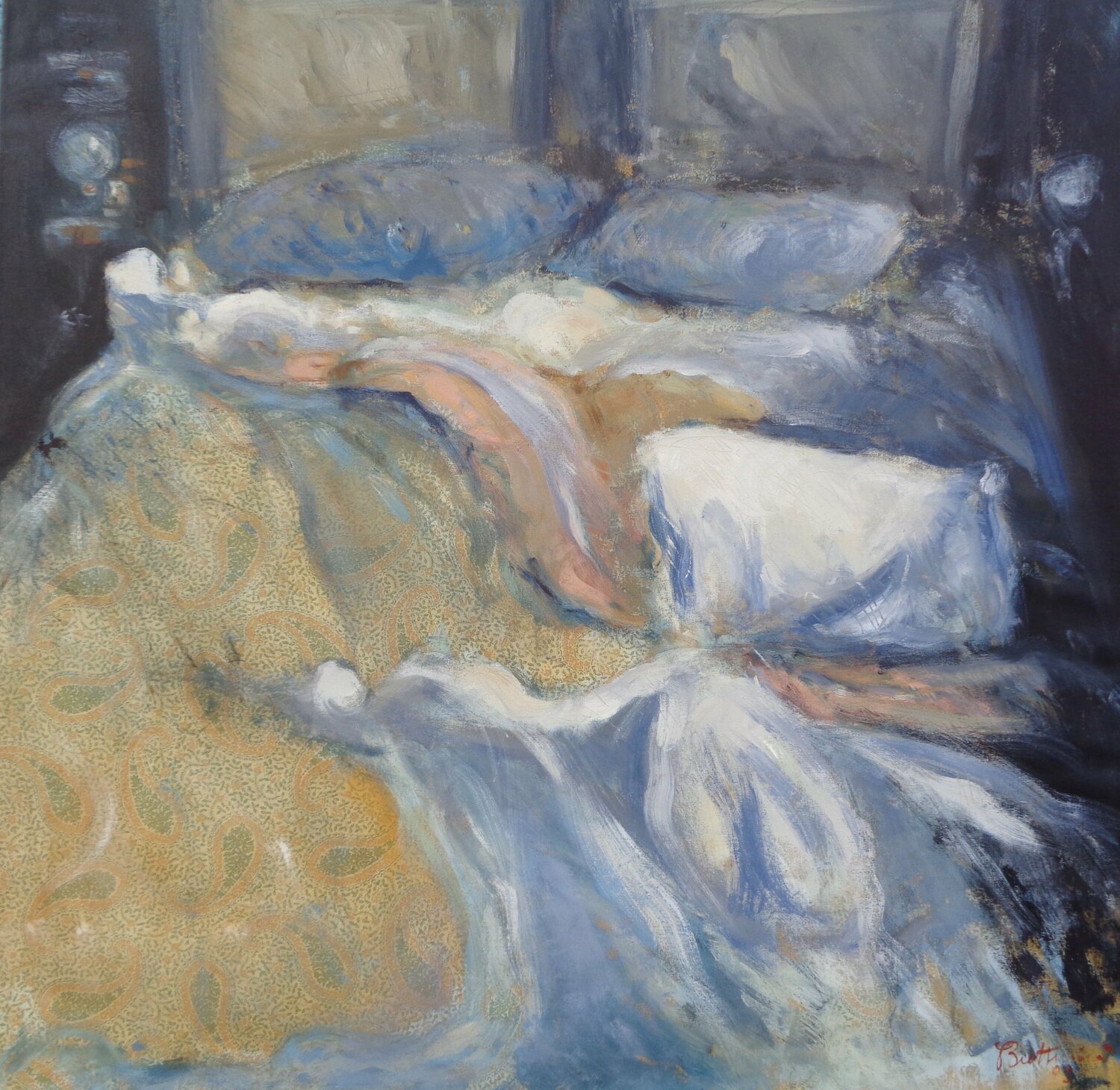 Tra cuscini e coperte Simone Butturini Original painting for sale