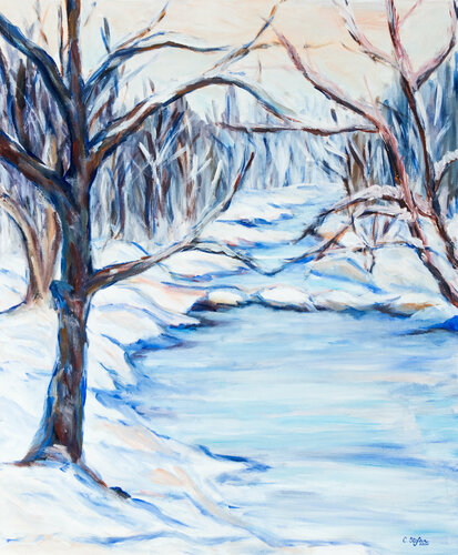 Rivière en hiver | Winter River | Río en invierno by Cristina Stefan, Painting for Sale on Select