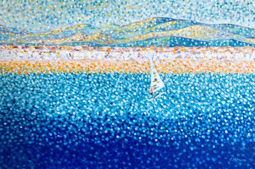Altafulla, Espagne - paysage marin |  Altafulla, Spain - seascape |  Altafulla, España - paisaje marino |  Altafulla, Spanien - Seelandschaft by Cristina Stefan, Painting for Sale on Select