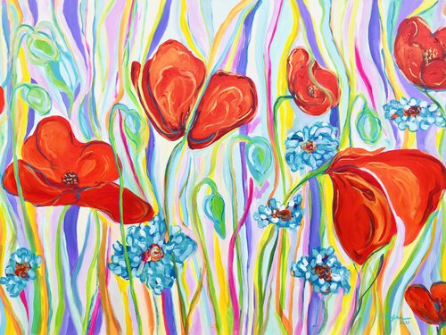 Jardin fleuri | Garden in bloom | Jardín en flor | Garten in voller Blüte by Cristina Stefan, Painting for Sale on Select