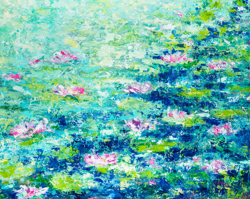 Étang aux nénuphars |  Water Lilies in a Pond by Cristina Stefan, Painting for Sale on Select